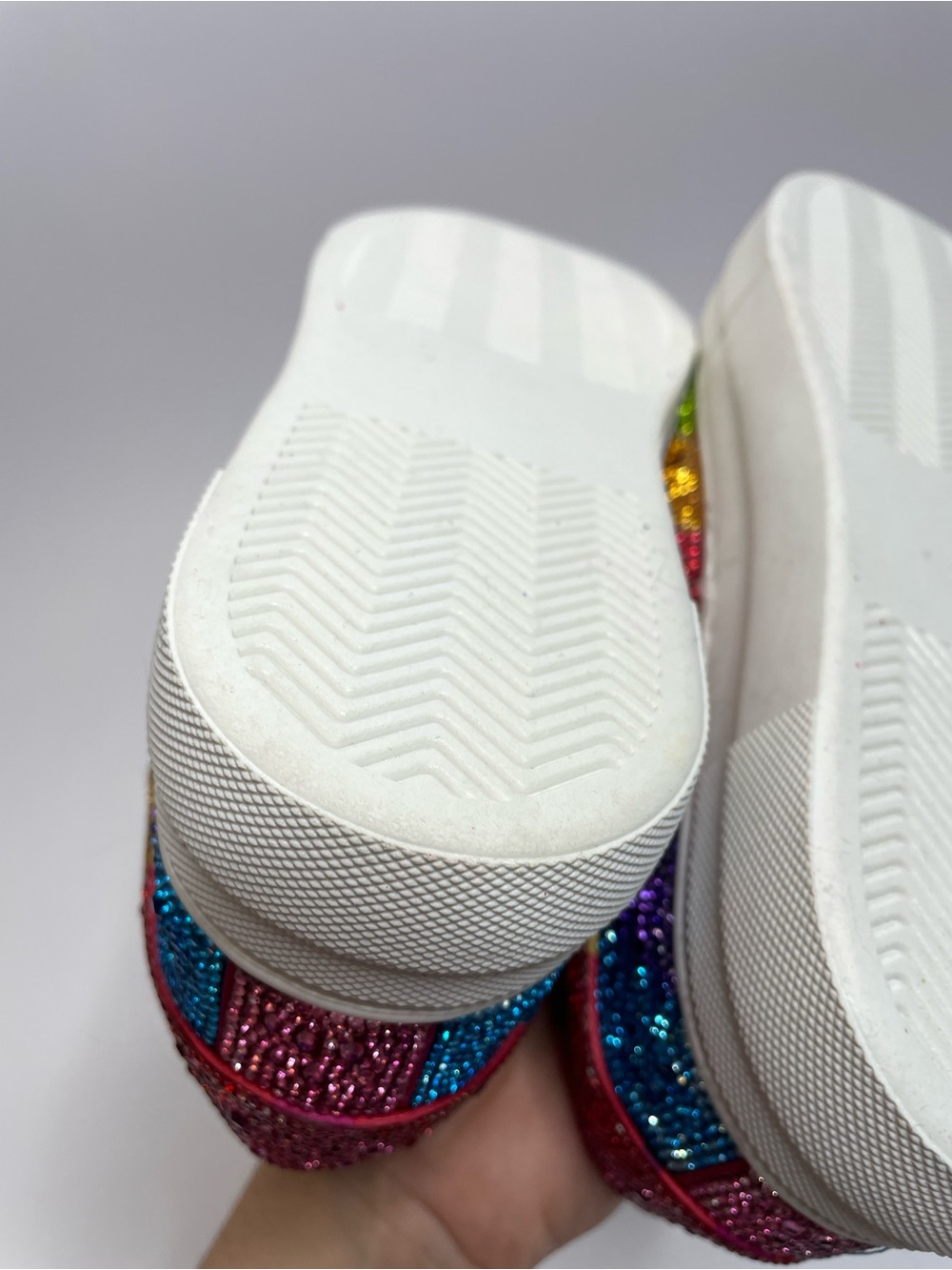 Betsey Johnson | Sidny Rhinestone Rainbow Pride Platform Sneakers Size 8.5 - Picture 12 of 15